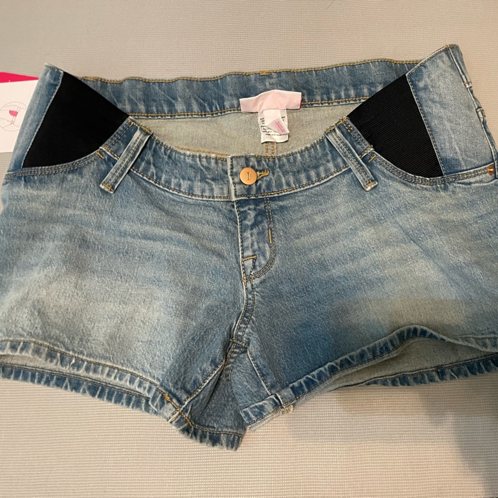Maternity denim shorts